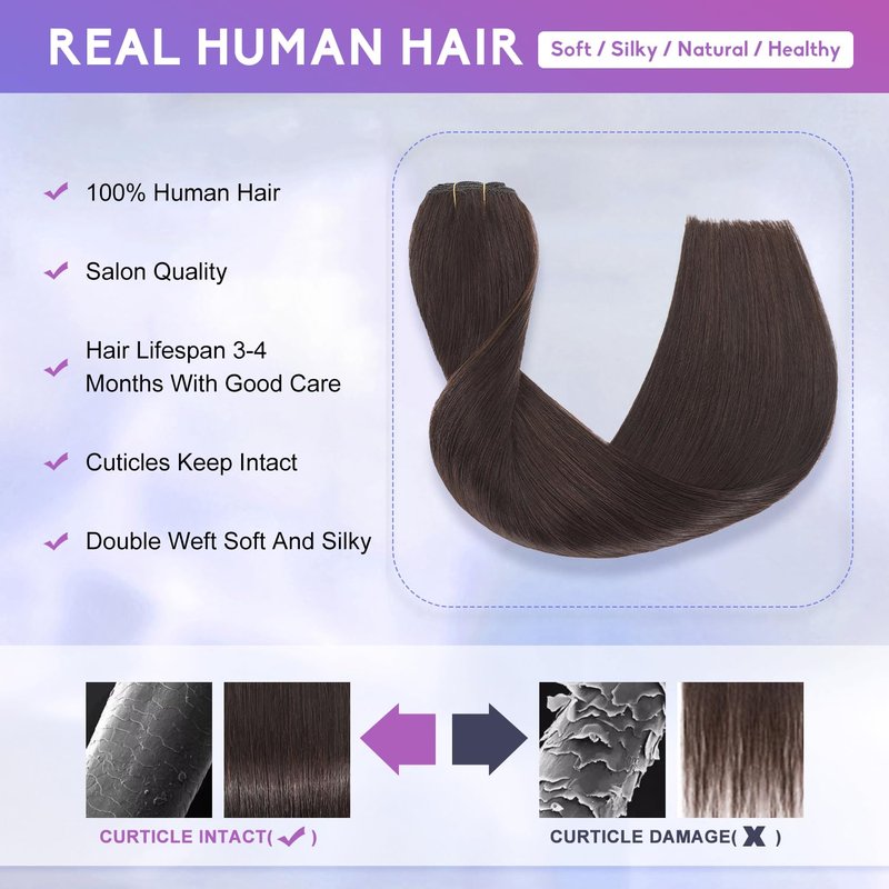 ZNXDJXE Dark Brown Clip in Hair Extensions Real Human Hair Invisible Seamless Remy Human Hair Clip in Extensions for Women 18 Inch 100g, 8pcs Per Set with Double Weft