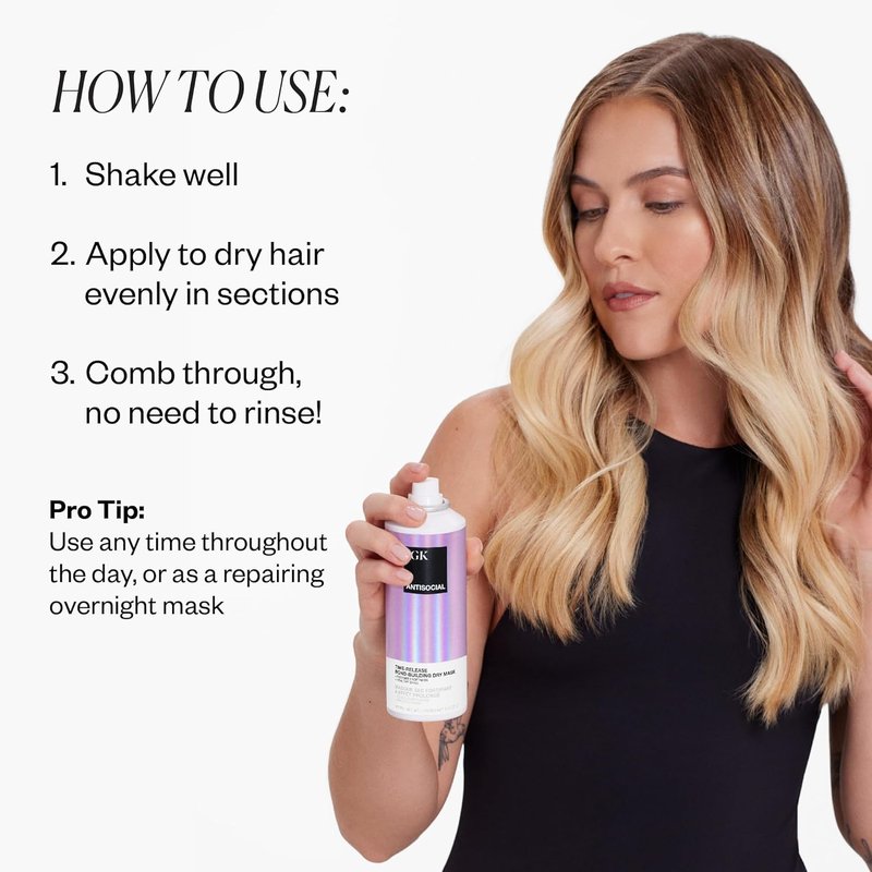 IGK ANTISOCIAL Bond-Building Dry Hair Mask - Repair, Soften & Shine | Vegan & Cruelty-Free Hair Treatment