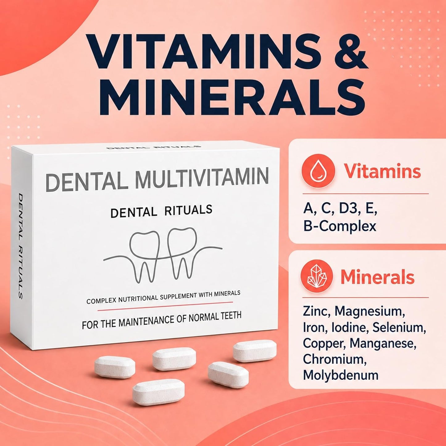 Daily Dental Multivitamin - Supports Teeth & Gum Health | 30 Tablets with High-Dose Vitamins A, C, D & B-Complex