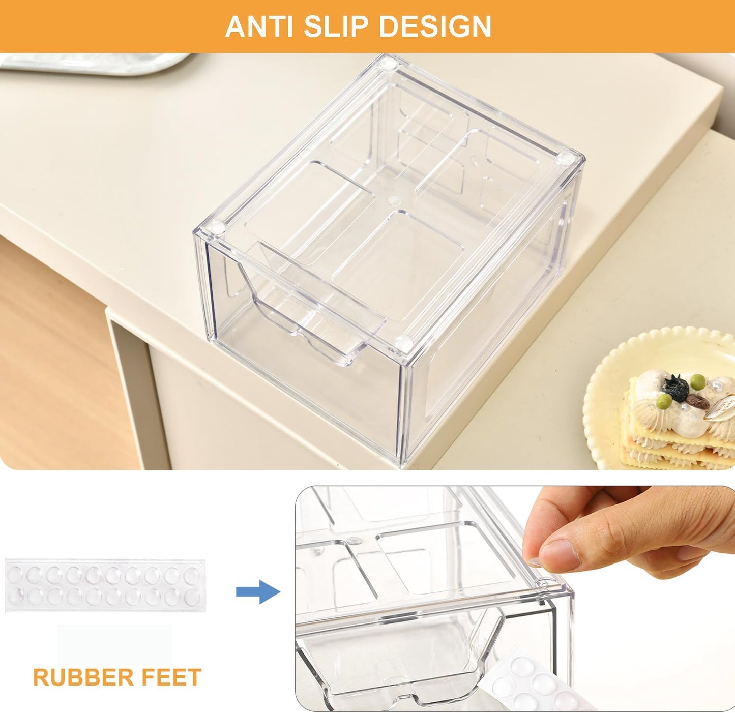 Stackable Makeup Organizer - Clear Plastic Storage Drawers Set of 4 | Ideal for Vanity & Bathroom Organization