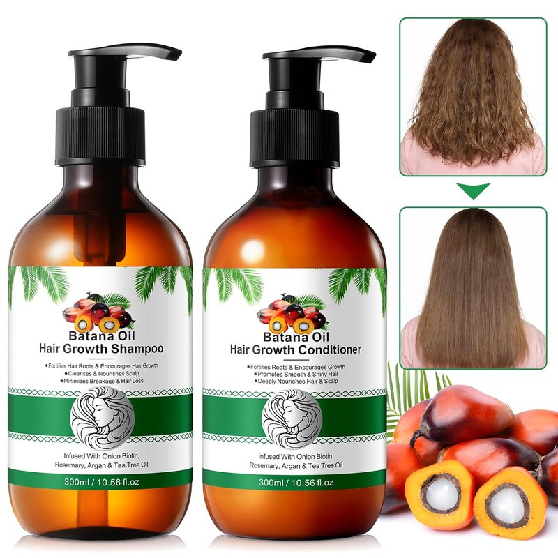 Batana Oil Shampoo & Conditioner Set - Organic Hair Thickening Products for Growth | 2 x 10.56 Fl Oz