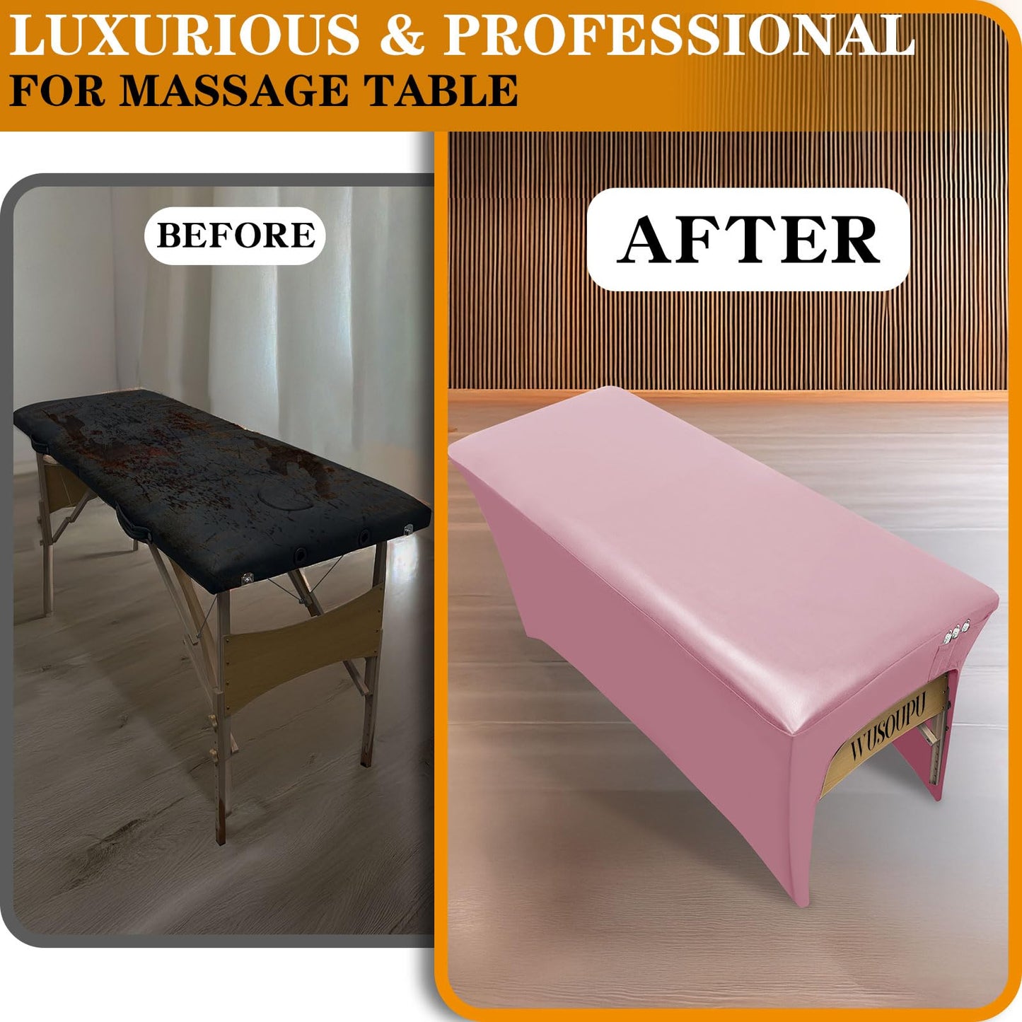 Wipeable Lash Bed Cover PU Leahter Massage Table Cover with Storage Pocket, Reusable Massage Bed Cover Pink Spa Bed Cover High Elasticity Wax Bed Cover for Esthetician (6FT, Pink)