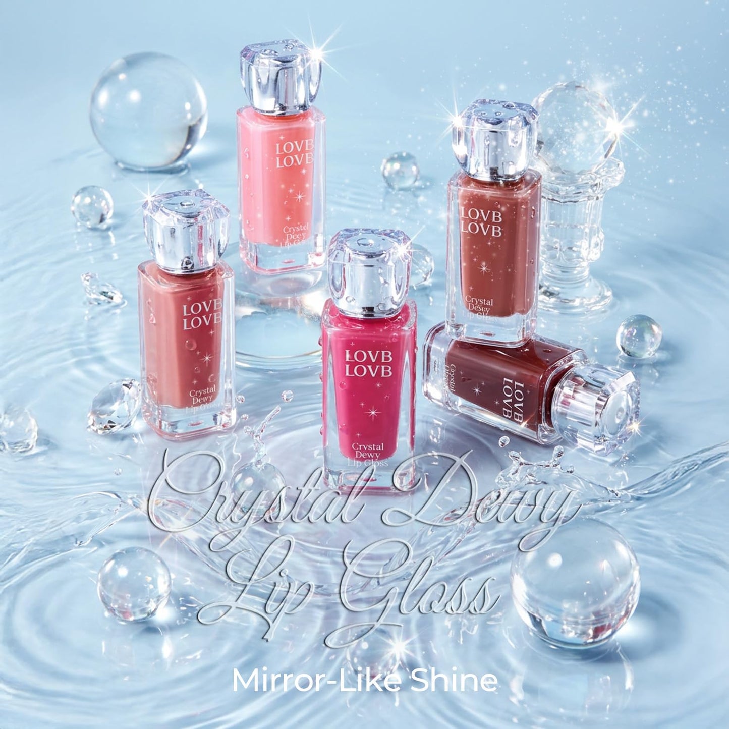 LOVB LOVB Crystal Dewy Lip Gloss | Lightweight & Non-Sticky | High-Shine & Long-Lasting | Hydrating Korean Lip Care Gloss | 0.17 oz. (03 FAIRY PINK)