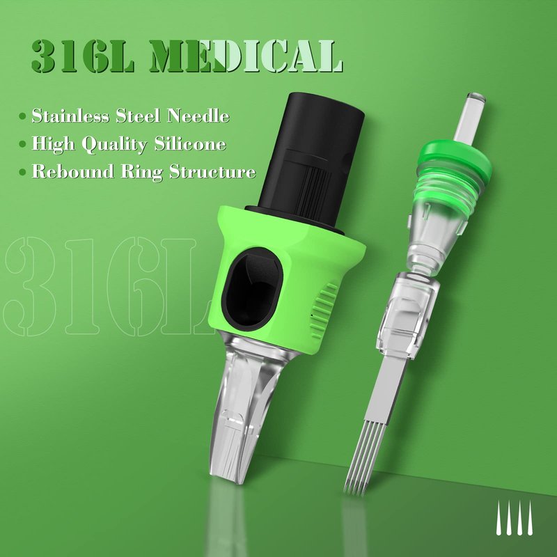 INKin Tattoo Needles Assorted Curved Magnum, 40Pcs #10 Mixed (5RM 7RM 9RM 13RM 15RM) 0.3mm Round Mag Tattoo Finger Ledge Cartridges with Safety Membrane for Tattoo Pen Machine Supply