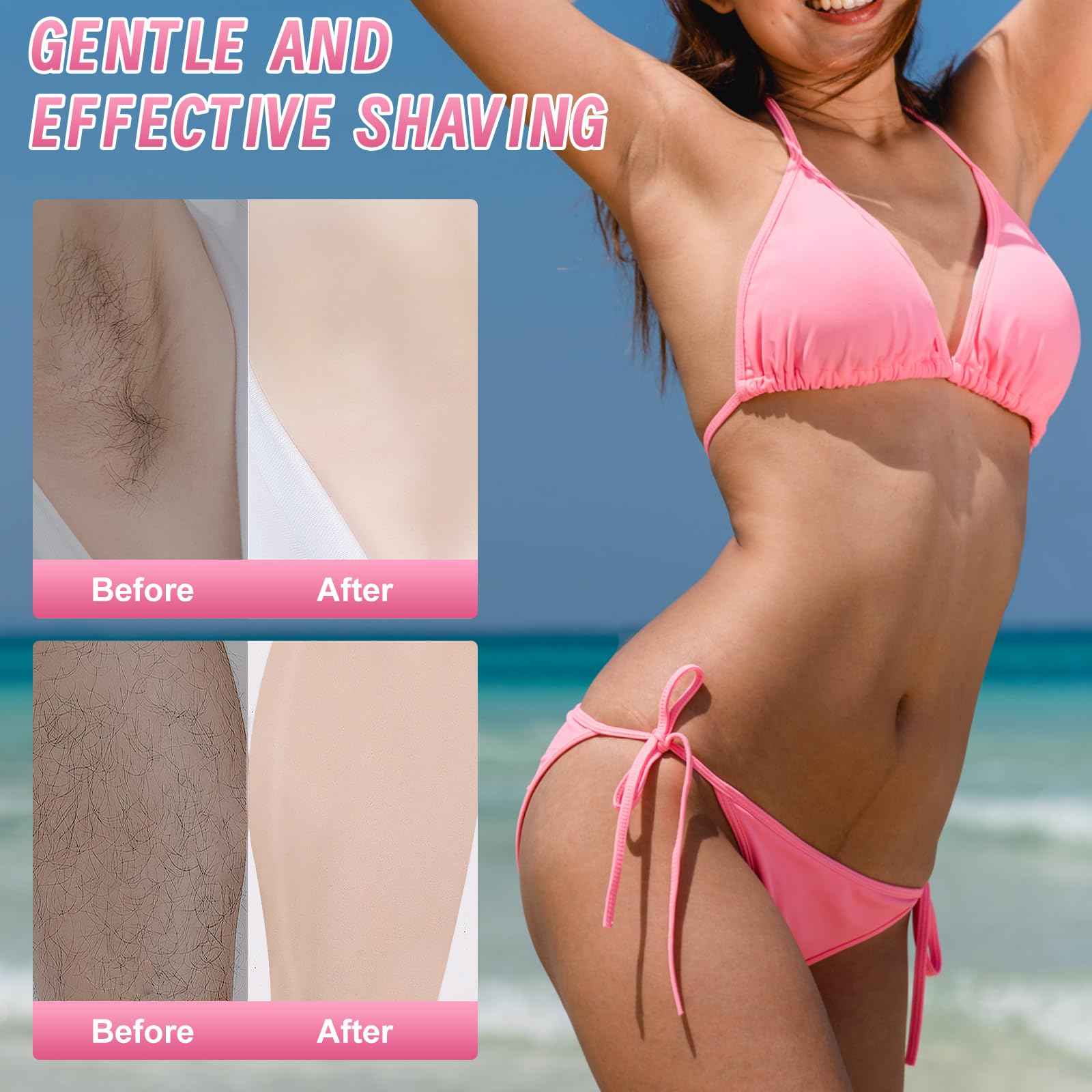 Luxsego 2 in 1 Electric Bikini Trimmer for Women, IPX7 Waterproof Wet & Dry Use Electric Razors for Women Pubic Hair, Painless Bikini Shaver with LED Light & Display, Dual USB Charge Dock, Pink