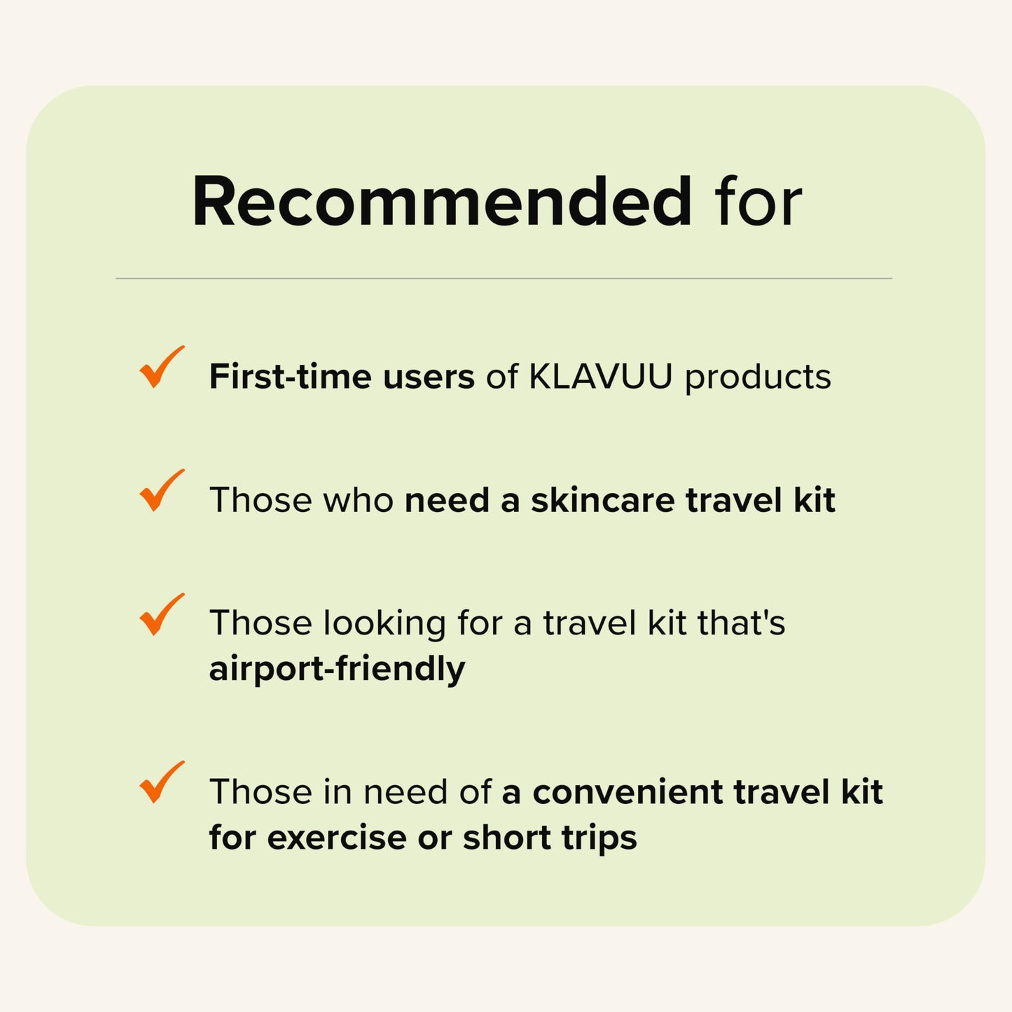 KLAVUU Travel Essential Kit, 4-Step Korean Skincare Set