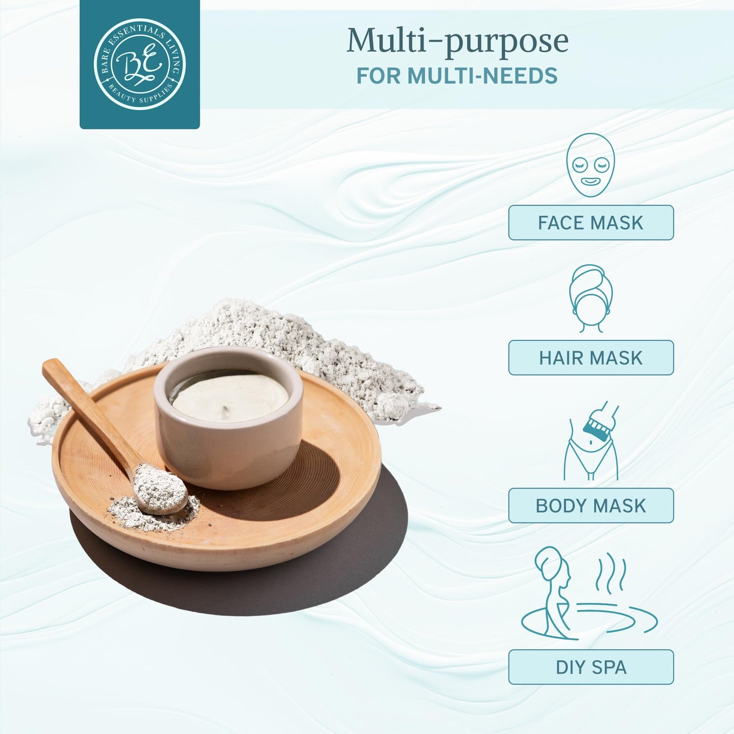 Bare Essentials Living - White Kaolin Clay Powder (5 lb) 100% Natural White Powdered Clay for Seed Bombs, White Clay Mask, DIY Spa, Soap, Bath Bomb, Deodorant, Can be Used as Kaolin Clay for Gardening