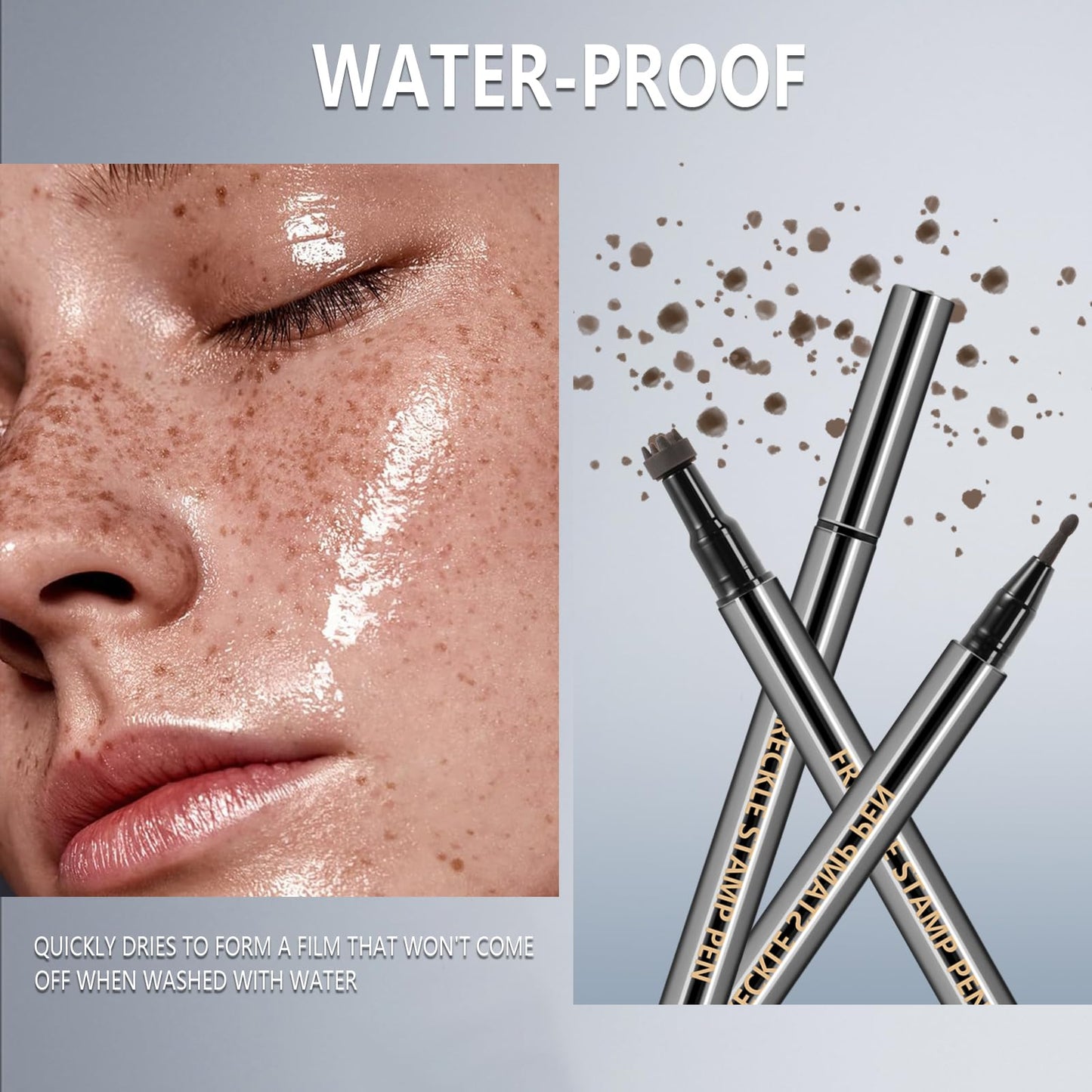 HOSAILY 2PCS Light&Dark Brown Freckle Stamp Pen Waterproof, Natural Lifelike Faux Freckles Stamp Stain maker Pen, Long Lasting Quick Dry Liquid Fake Freckle Pencil Magic for Face Sunkissed Makeup