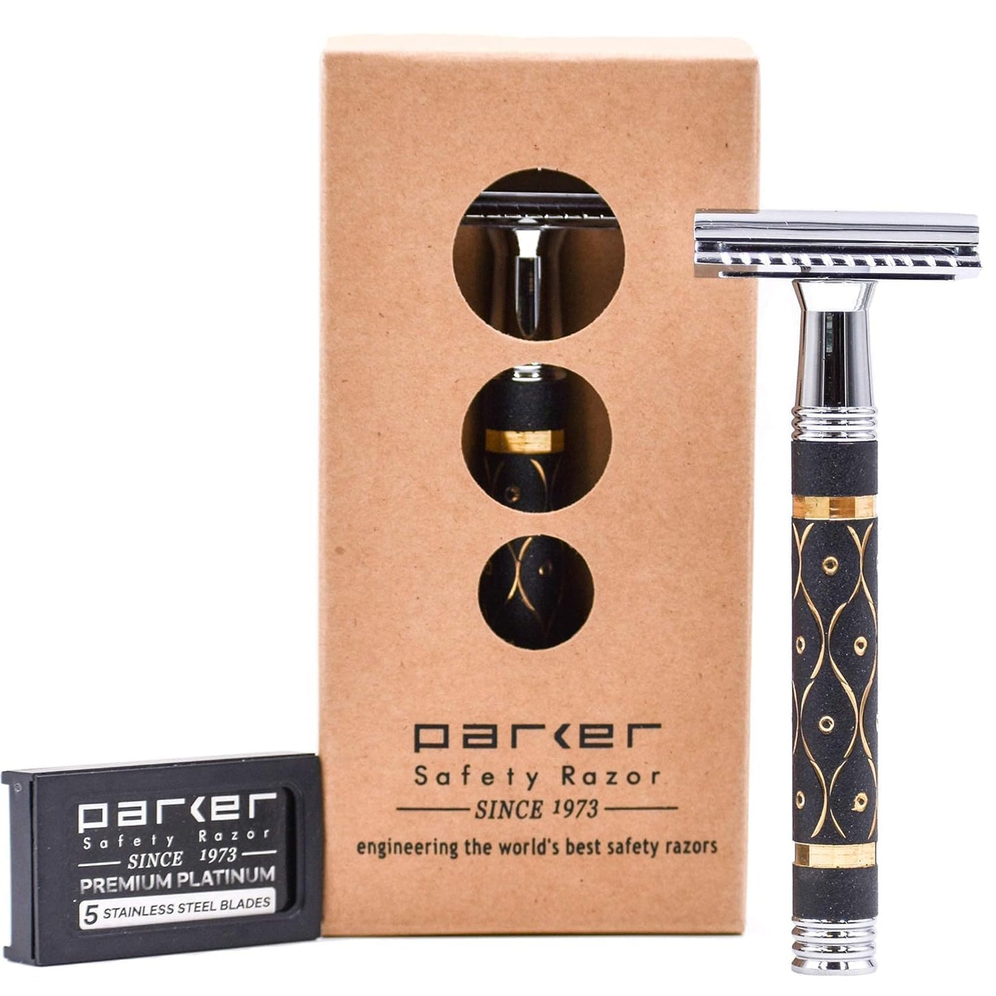 Parker 65R Super HeavyweightDouble Edge Safety Razor, Long Sandstone Handle