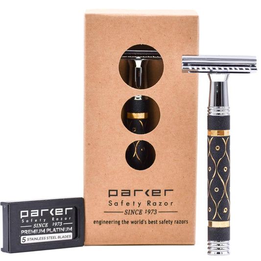 Parker 65R Super HeavyweightDouble Edge Safety Razor, Long Sandstone Handle