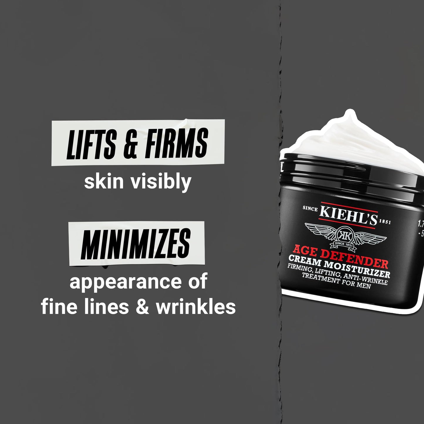 Kiehl's Age Defender Cream Moisturizer, Men's Anti-Aging Face Cream Reduces Fine Lines & Wrinkles, Firms Skin + Exfoliates, Clinically Tested to Lift, Firm, And Minimize Fine Lines & Wrinkles, For Men