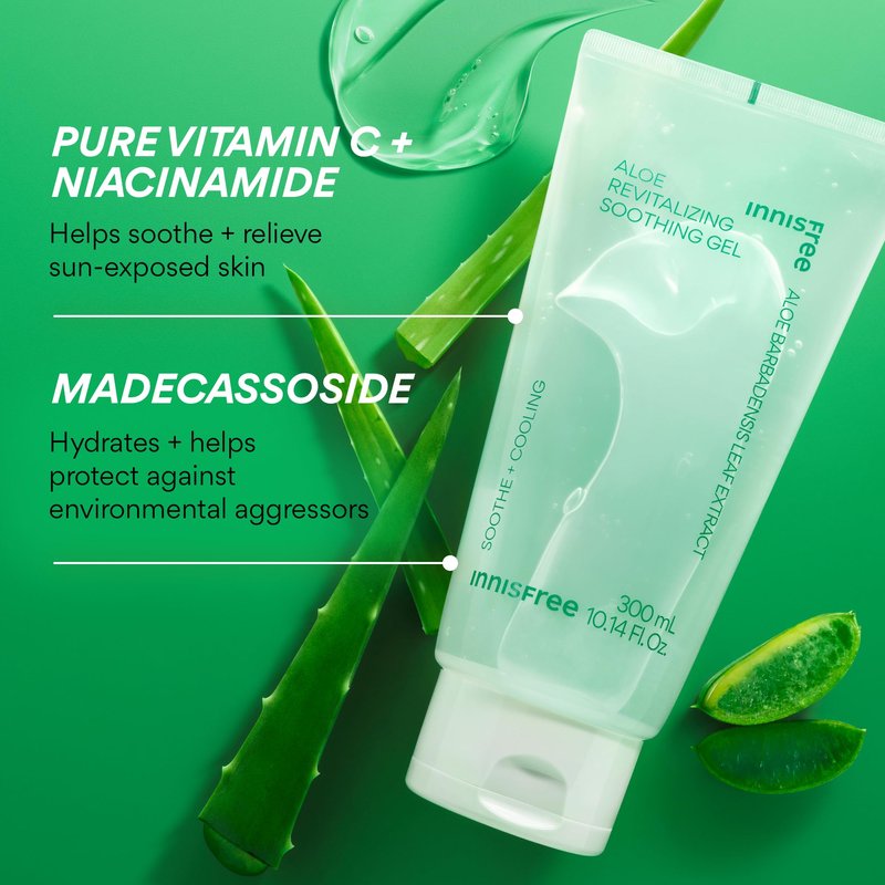 innisfree Aloe Vitalizing Soothing Gel | Hydrating Korean Face and Body Moisturizer | Soothe Dryness and Sunburns
