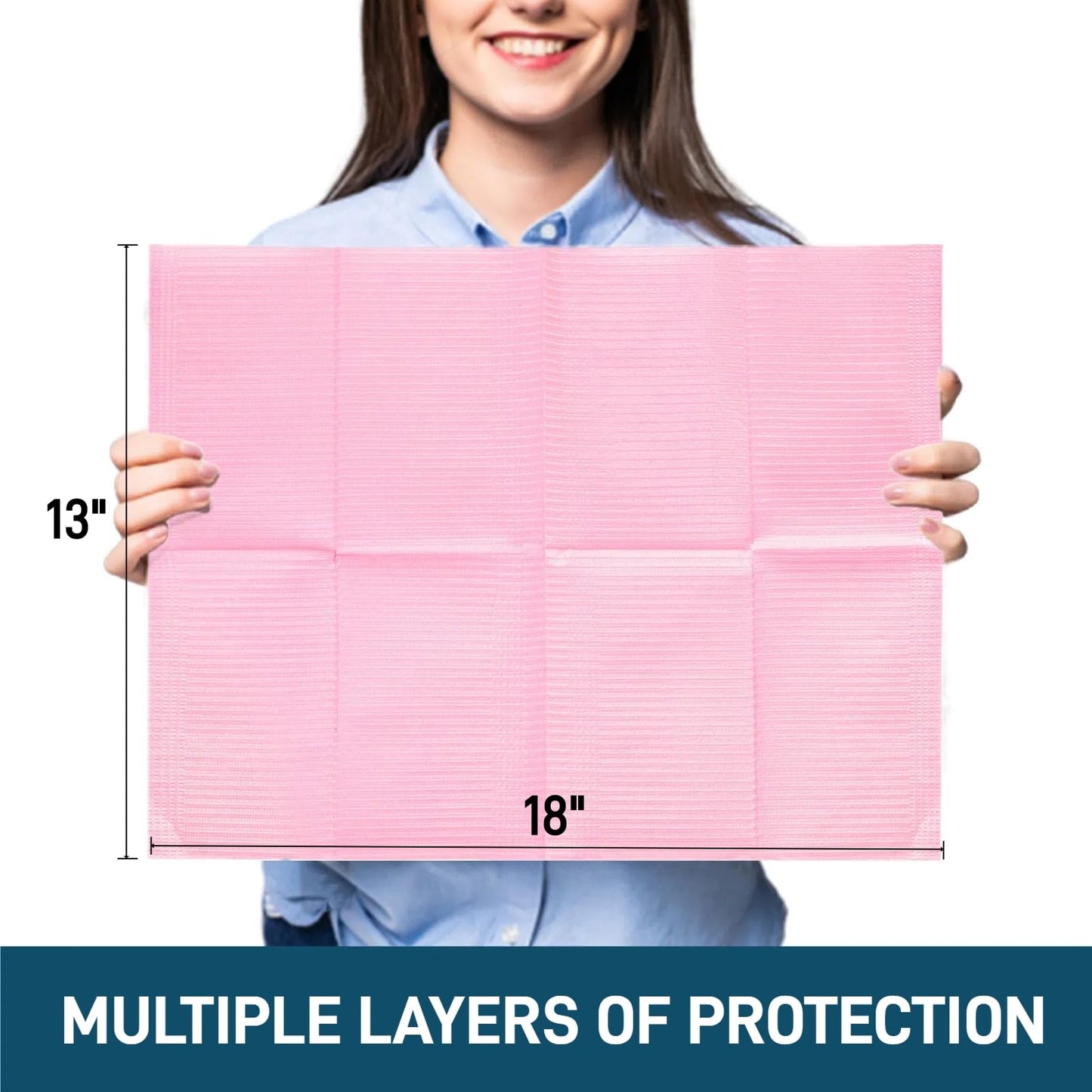 ZOOFOX 250 Pieces Disposable Nail Mats, 13'' x 18'' Pink Fordable Dental Bibs Waterproof 3 Ply Nail Paper Towels, Nails Tech Supplies for Salon Manicure Tattoo