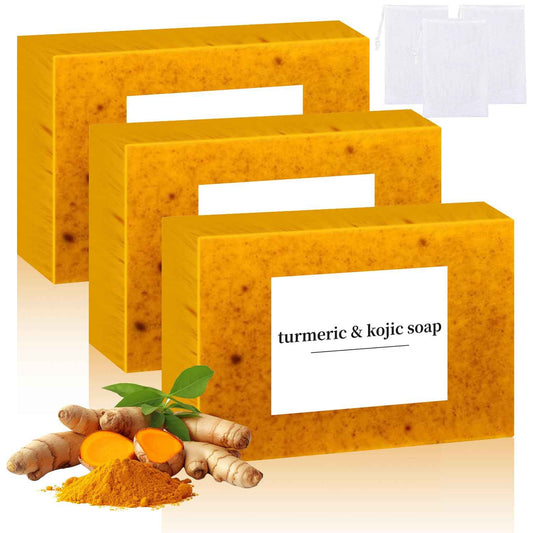 Nicgou Lemon Turmeric Soap, Turmeric Soap Bar for Face ＆ Body, Natural turmeric Handmade soap for All Skin Types (3pcs)