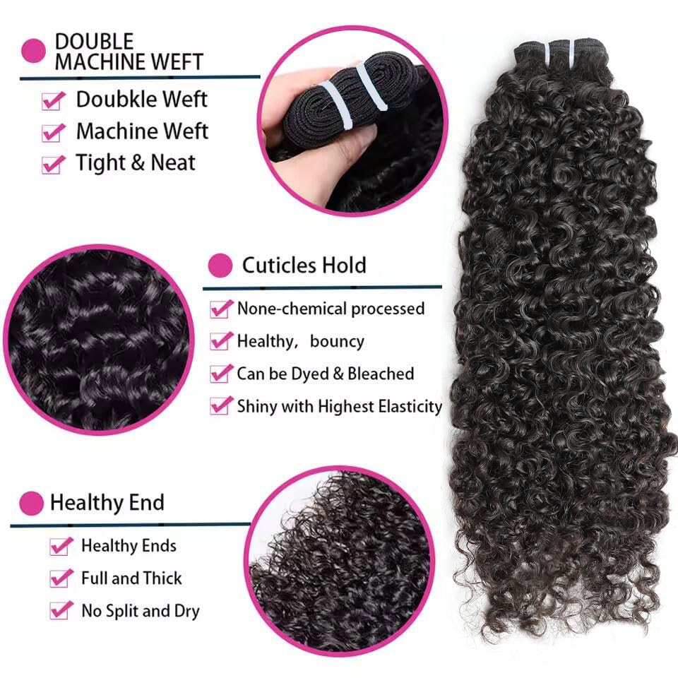 Burmese Curly Human Hair Bundles - Unprocessed 3C4A Raw Hair Extensions | 14 Inch Natural Color Spiral Weft