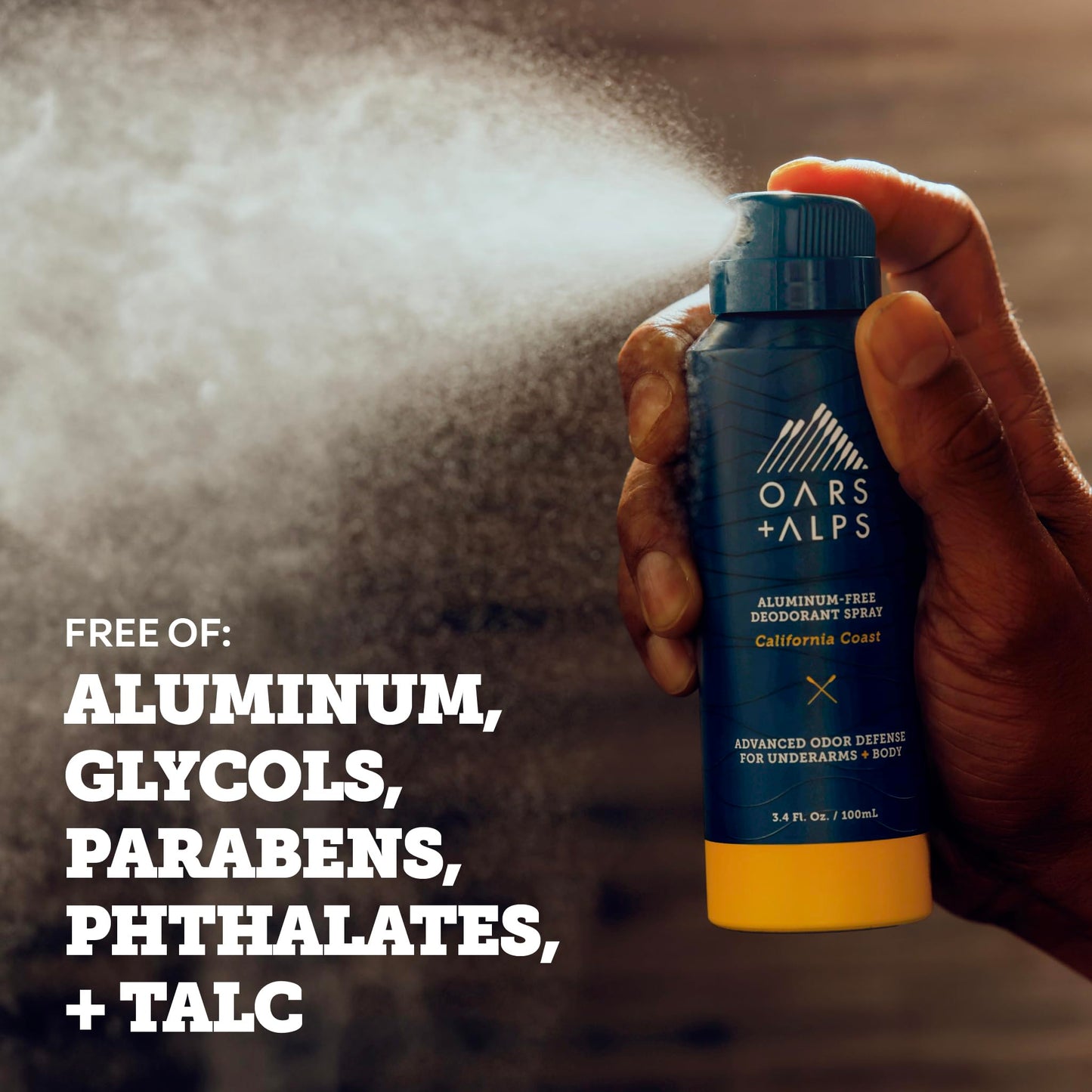 Oars + Alps Full Body Deodorant Spray for Men & Women, Aluminum Free Deodorant Spray, Dermatologist Tested, Extra Strength, Travel Size, Long Lasting, Odor Protection, California Coast, 3pk