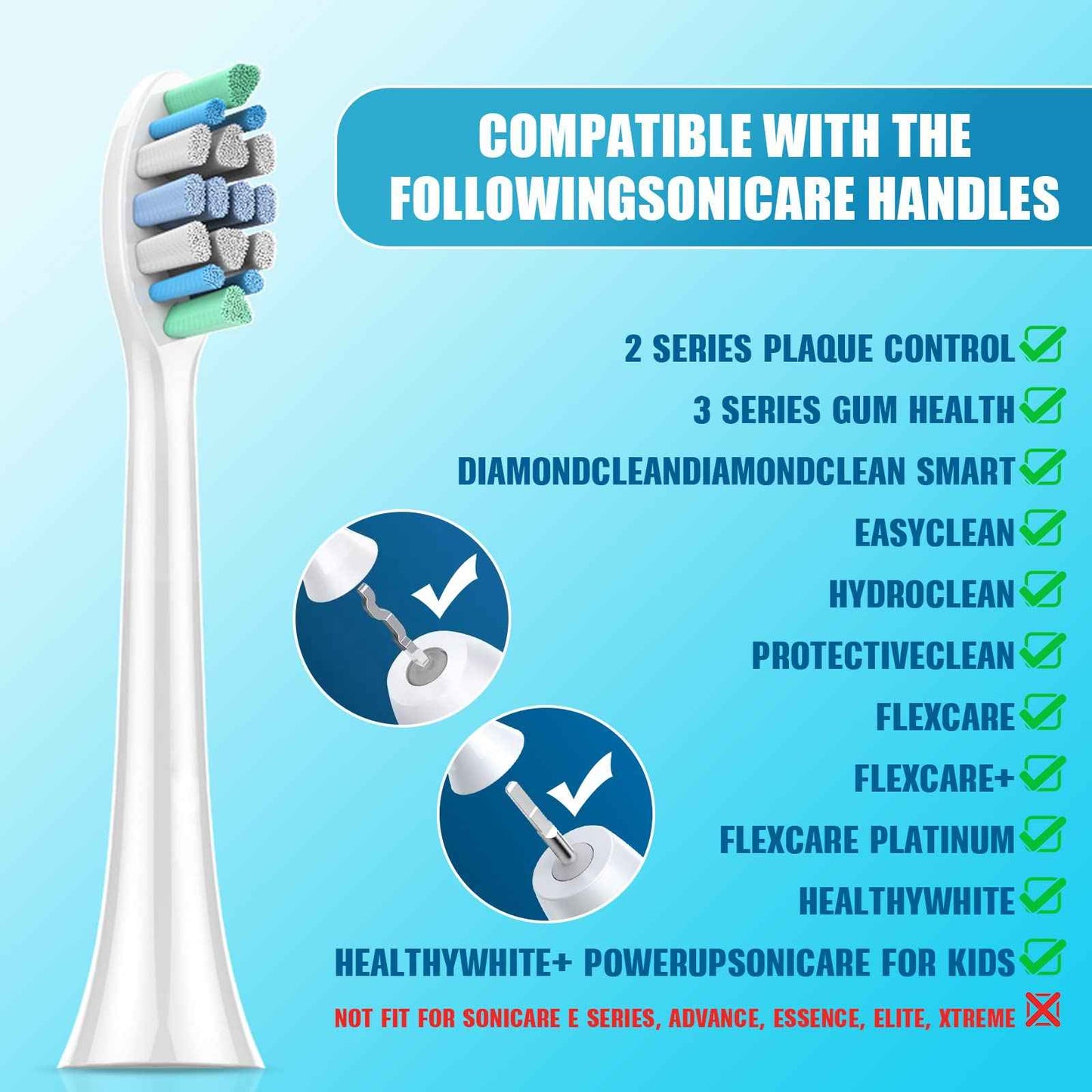 Replacement Toothbrush Heads for Philips Sonicare：12 Pack Soft Replacement Electric Brush Head Compatible with Phillips Sonicare Plaque Control Snap-on