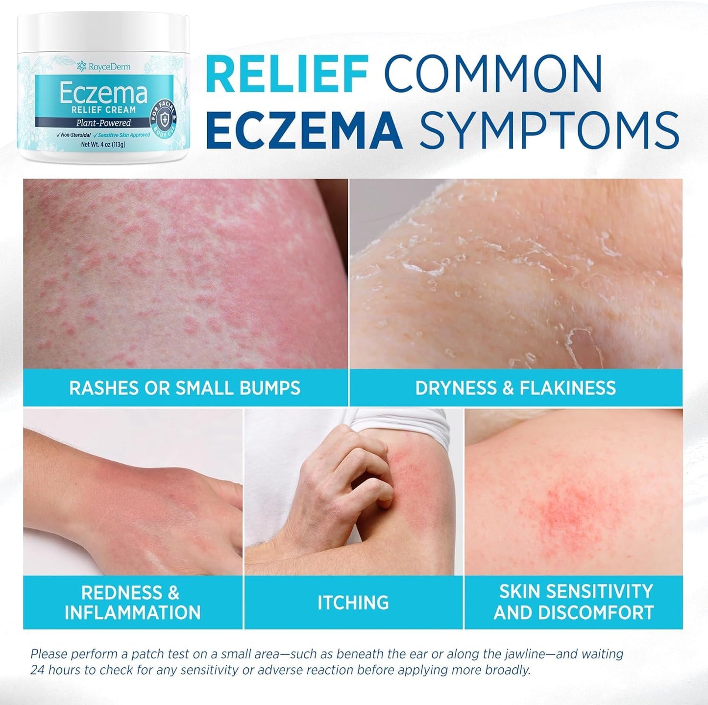 Roycederm Eczema & Psoriasis Cream for Dry, Itchy Skin – Moisturizer for Sensitive Skin, Eczema, Psoriasis & Dermatitis – 1% Colloidal Oatmeal + Ceramides – Steroid-Free for Adults, Kids & Babies