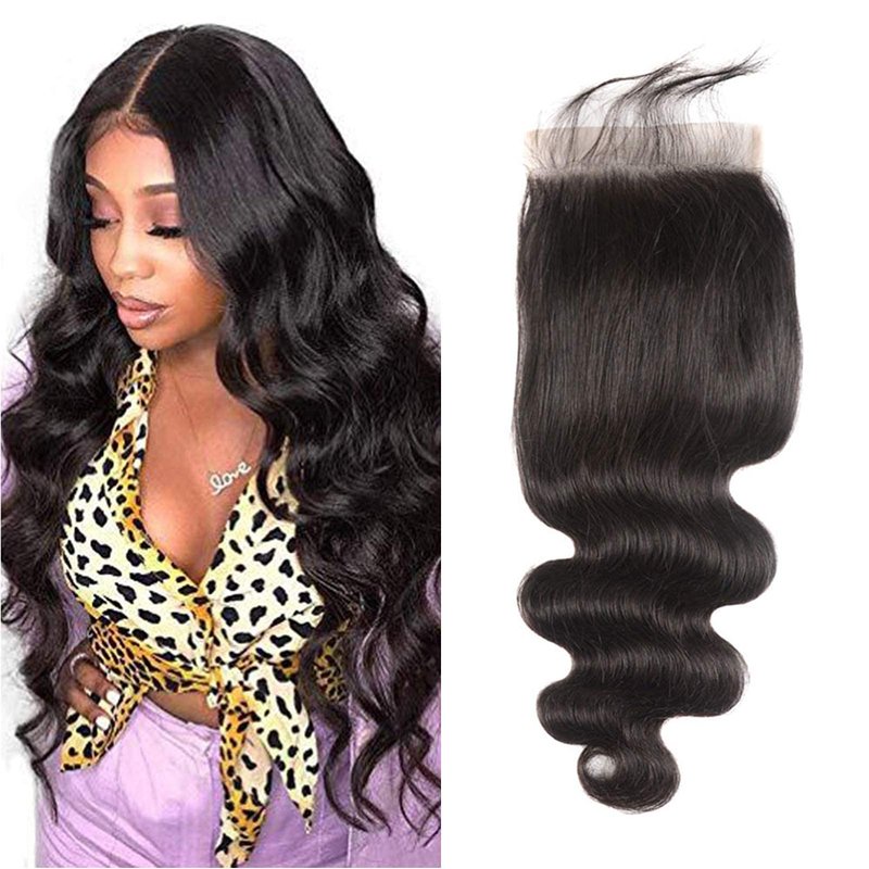 6X6 Closure Human Hair HD Transparent Lace Pre Plucked With Baby Hair Free Part Body Wave 6 By 6 Lace Closure Brazilian Virgin Remy Human Hair High Density Natural Black 14 Inch