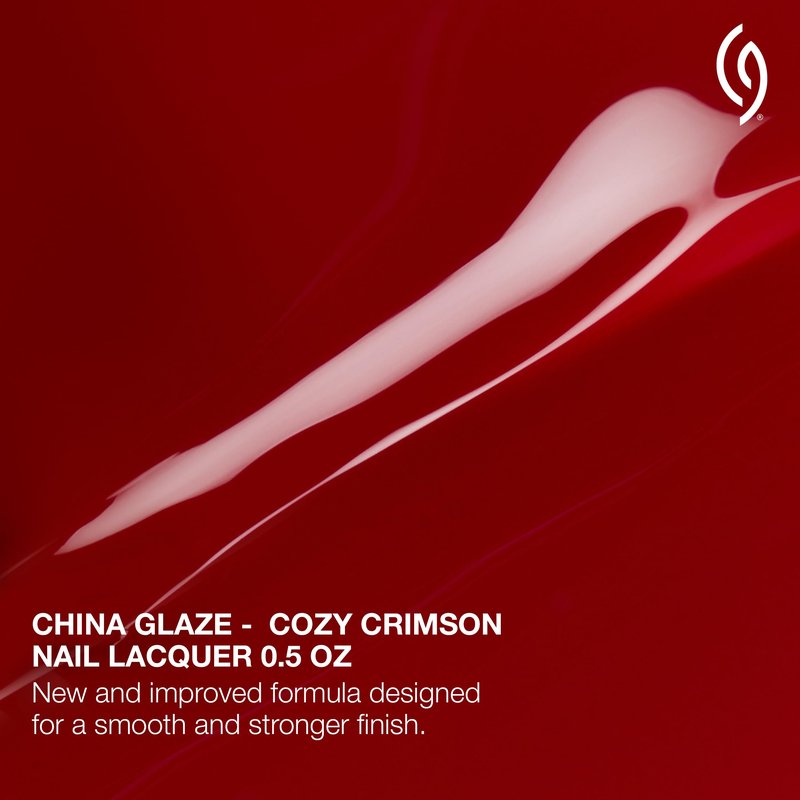 China Glaze CG Nail Lacquer Cozy Crimson – Cherry Red Nail Polish Quick Dry, Chip Resistant Glossy Finish for Salon & DIY Manicure, 0.5 fl oz