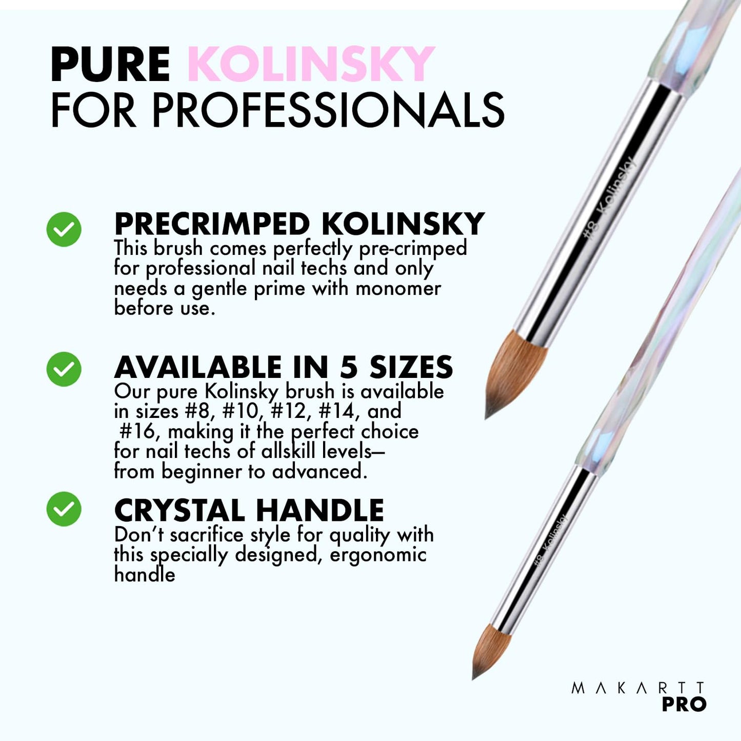 Kolinsky Acrylic Nail Brush #12 - 100% Pure Hair for Acrylic Powder & EMA Monomer | Professional Quality, Superior Liquid Retention