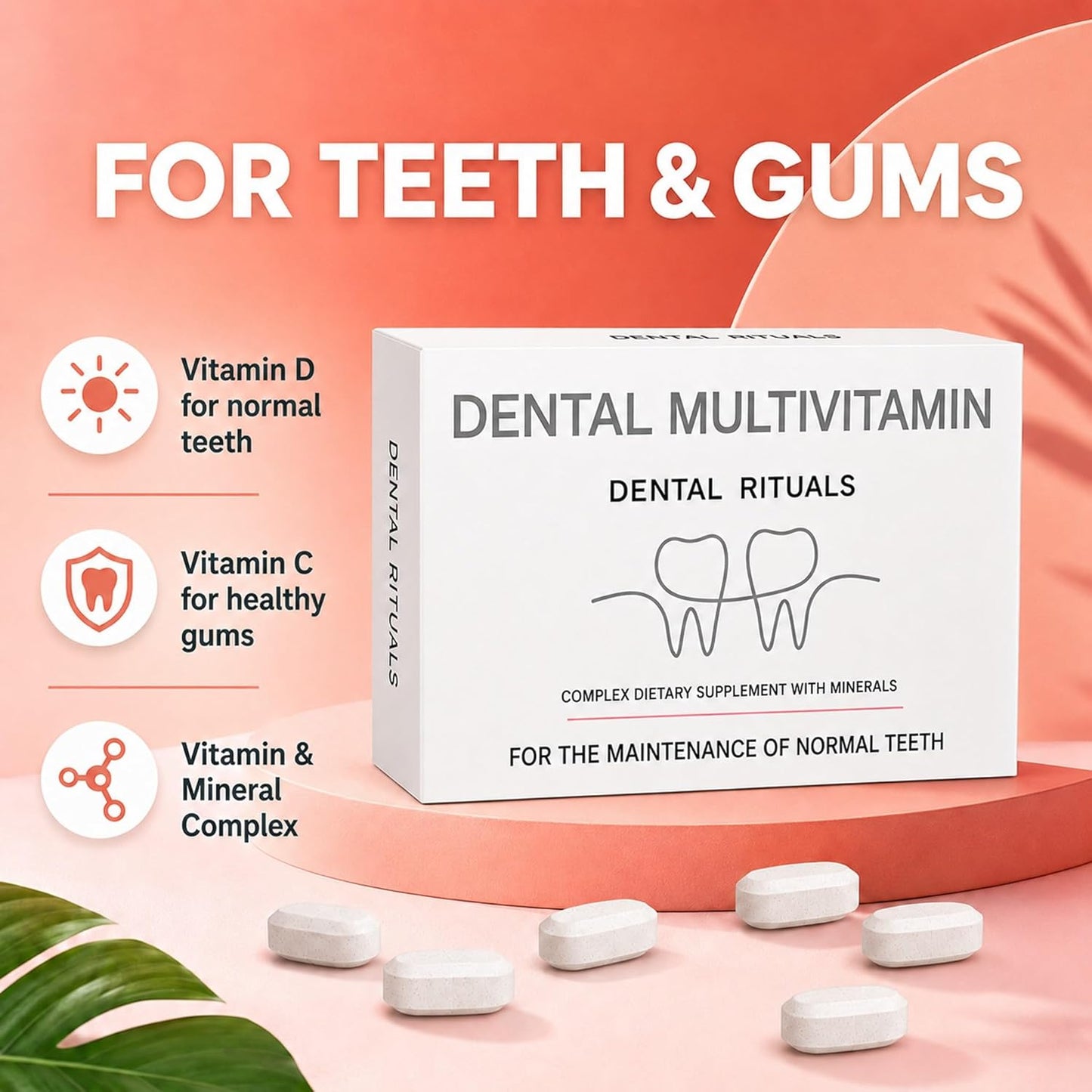 Daily Dental Multivitamin - Supports Teeth & Gum Health | 30 Tablets with High-Dose Vitamins A, C, D & B-Complex