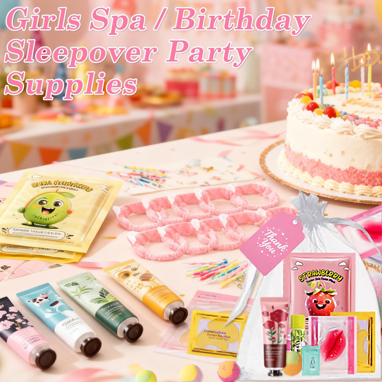 110PCS Spa Party Supplies for Girls, Spa Party Favors Include Lip Mask, Foot Bath Bombs, Face Masks, Skin Care For Teens 10-12, Sleepover Party Supplies for Girls, Spa Birthday Bulk Gifts for Women