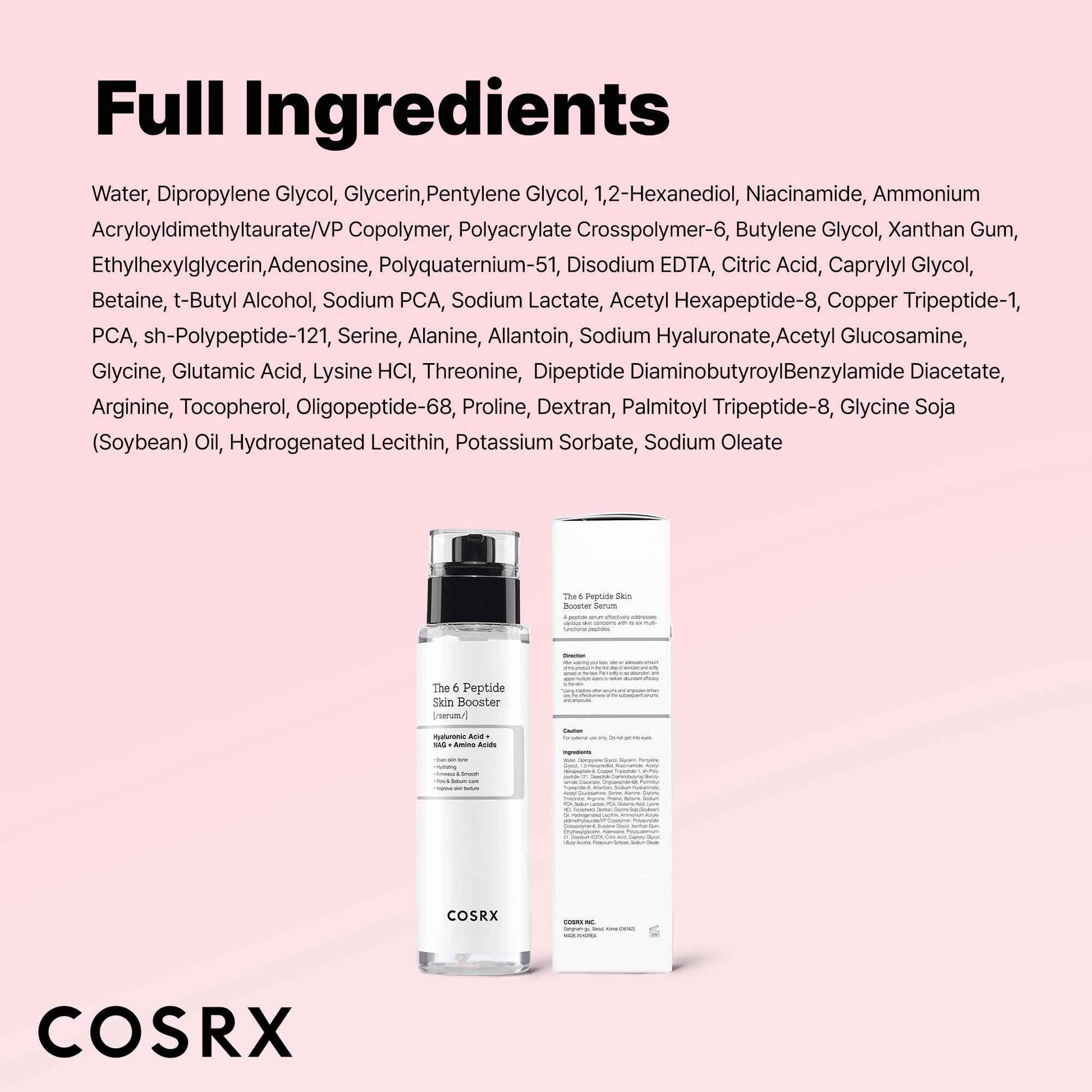 COSRX 6X Peptide Collagen Booster Toner Serum with Copper Peptides, Niacinamide & Hyaluronic Acid Skin Renewal Boosting Facial Essence for All Skin Types, Korean Skin Care, 150mL/5.07 Fl.Oz