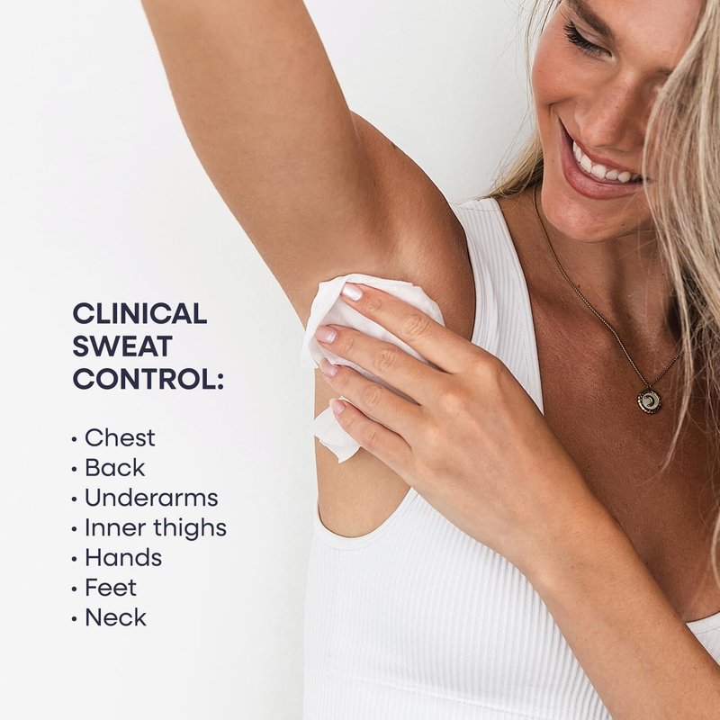 Whole Body Antiperspirant Wipes – Sweat Control Wipes for Under Boobs, Chest, Groin, Underarms, Hands, and Feet – Quick Drying, Travel-Friendly, Unscented, Pack of 2
