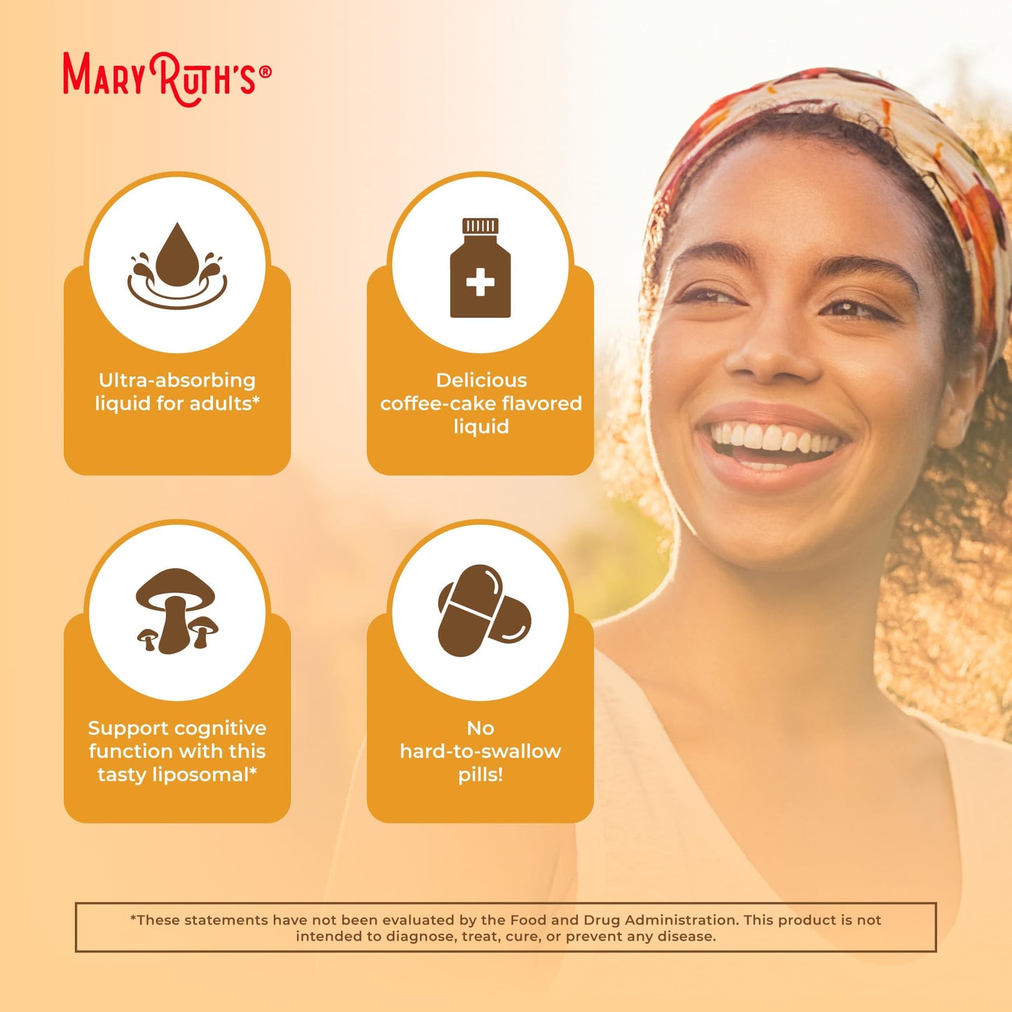 Organic Lions Mane Supplement by MaryRuth's | Ultra Absorption Liposomal | Full Spectrum Lion's Mane Mushroom | 200mg Beta-Glucans Per Serving | USDA Organic | Vegan | 7.6 oz | 15 Servings