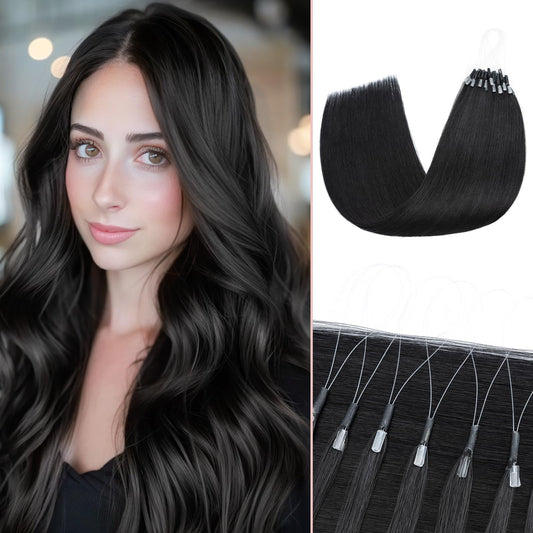 SEGO Pro 50pcs U Tip Hair Extensions Micro Ring Upgraded K Tip Hot Fusion Long Straight Keratin Hair Extensions,14inch Jet Black,50g