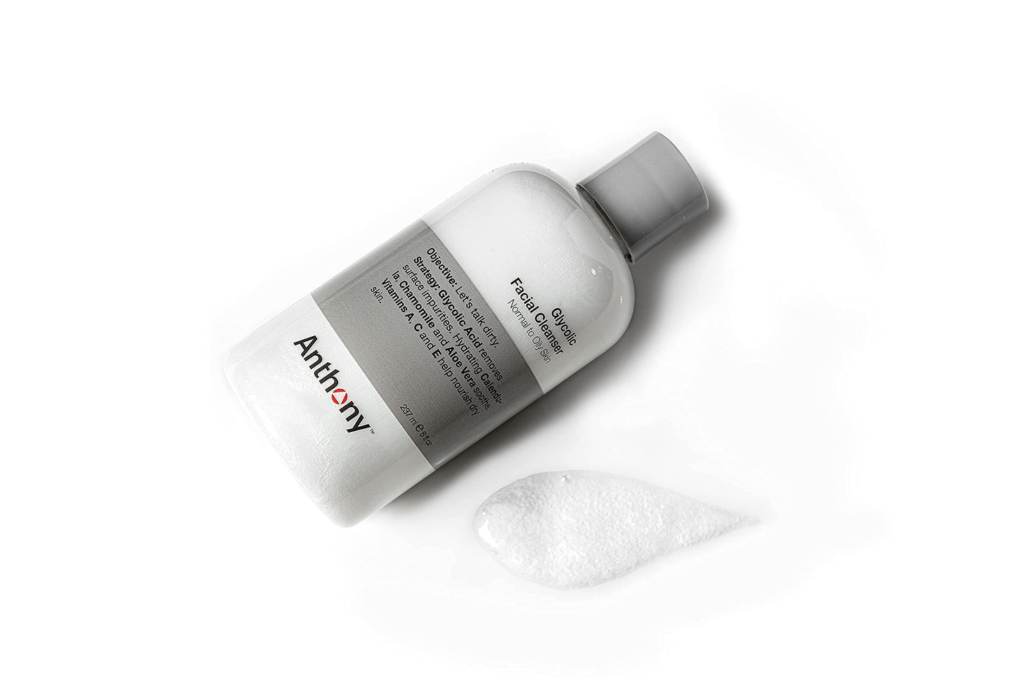 Anthony Glycolic Facial Cleanser for Men, Glycolic Acid Face Wash, Daily Glycolic Acid Cleanser with AHA for Deep Cleansing, Shave Prep, Removes Dirt and Oil, Non Foaming, 8 Fl Oz