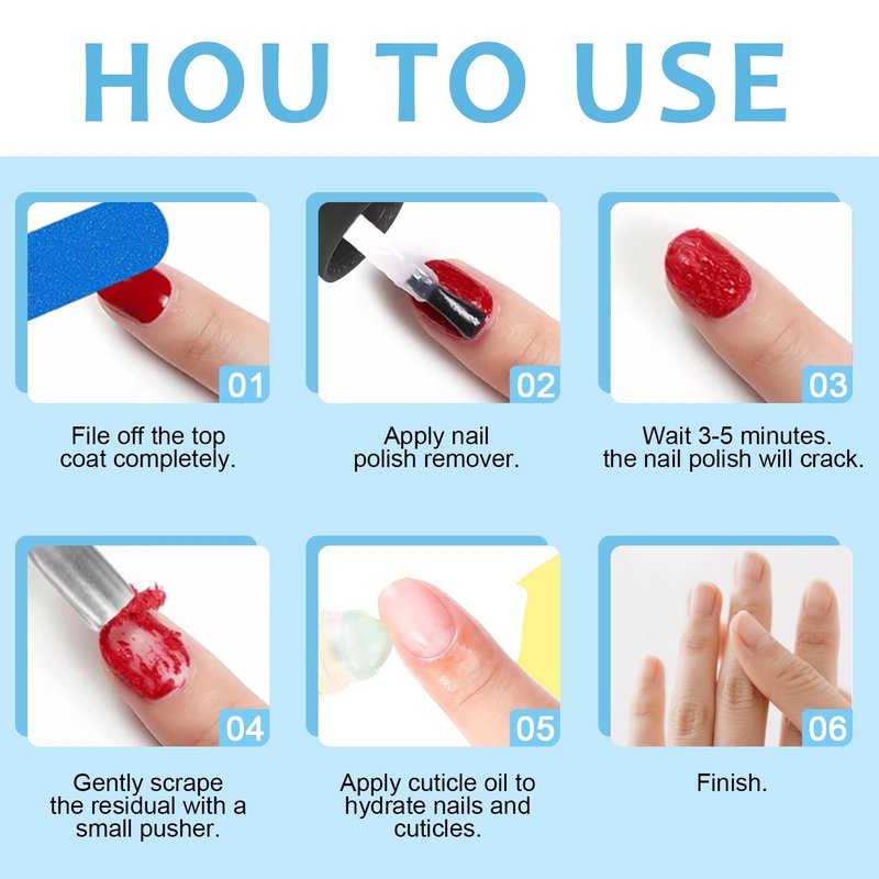 HiLemon Quick Gel Nail Polish Remover Kit, Magickly Remove Polish in 3-5 Mins for Nail Gel, with a 15ml Gel Remover, Cuticle Oil & Nail Tools, No Need to Soak or Wrap (Remover&Oil)