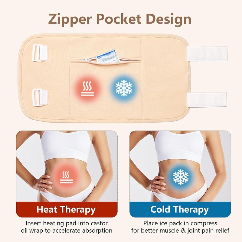 Castor Oil Pack Wrap Set - 9 Organic Packs & 10 Disposable Patches | Reusable, Waterproof, Adjustable