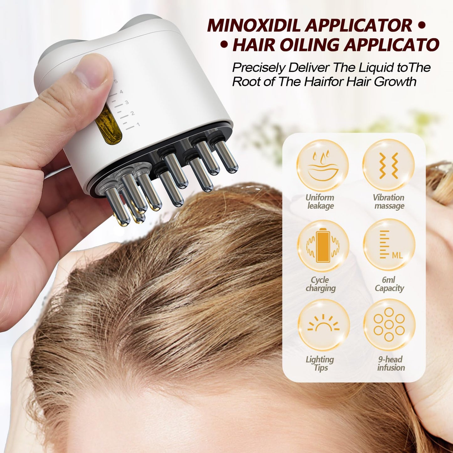 Pawfan Minoxidil Applicator, Hair Oiling Applicator, Root Comb Applicator，Scalp Oil Dispenser, 2-in-1 Hair Growth Oil Applicator and Scalp Massager for Hair Treatment and Growth