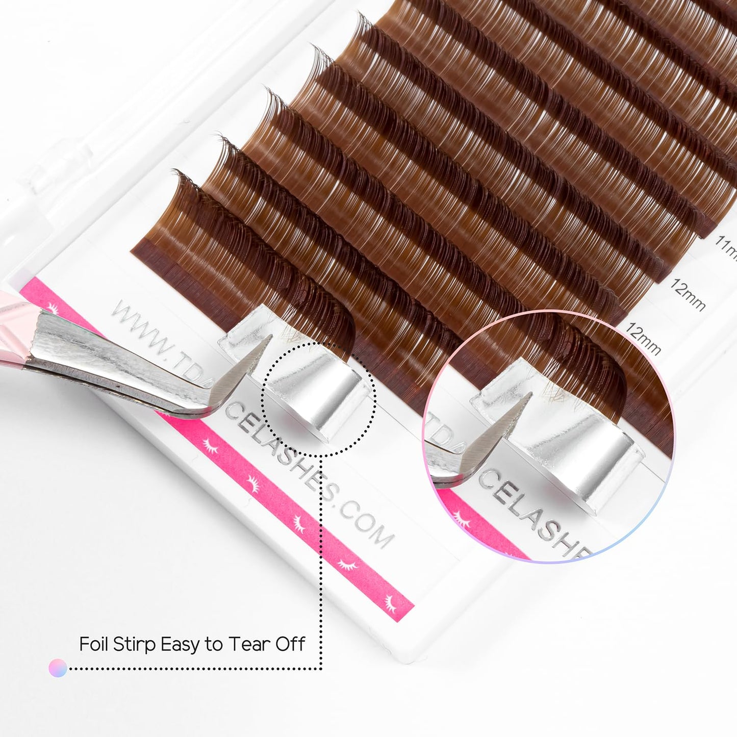Colorful Eyelash Extensions - Mixed Length Tray for Professional Salon Use | Brown, 0.07-D, 8-15 mm