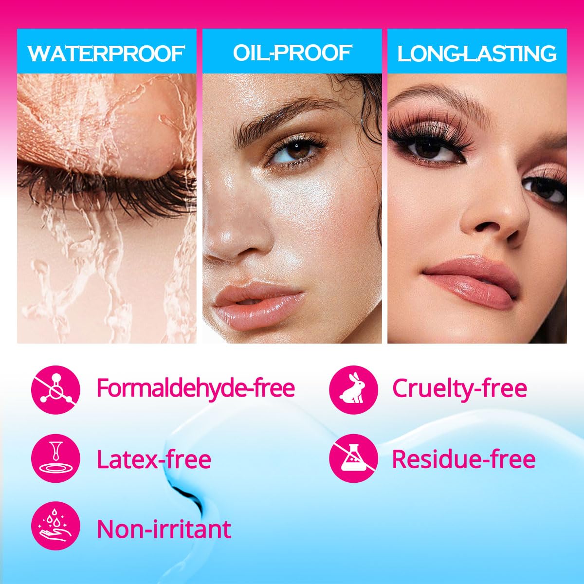 Professional UV Lash Glue Kit -Fast Drying Waterproof Strong Hold for Lasting Eyelash Extensions(5Ml-Blue)