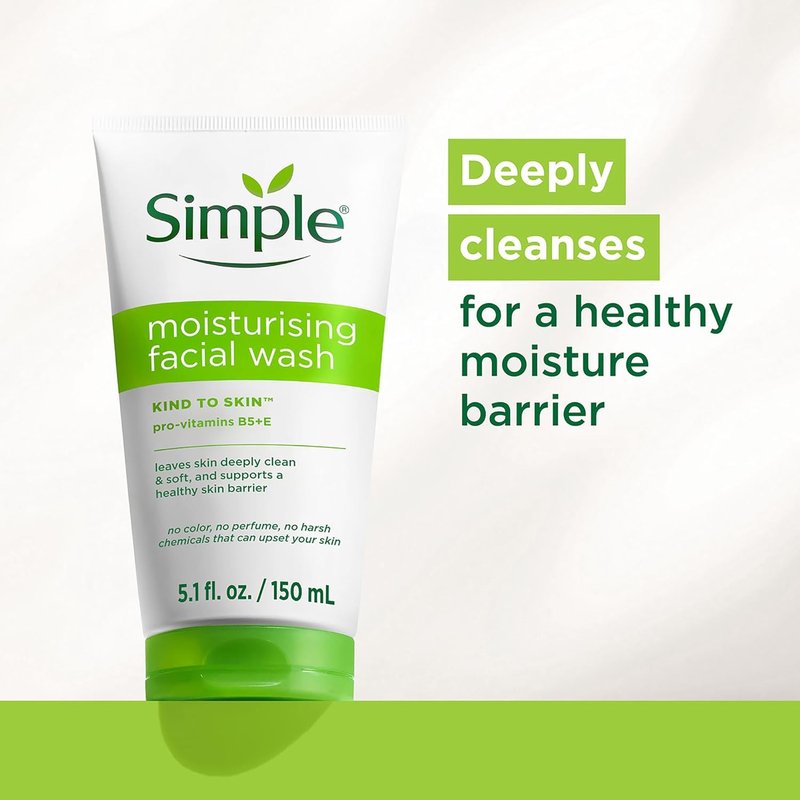 Moisturizing Face Wash - Gentle Facial Cleanser with Vitamin B5 & E | Sulfate-Free, 6 oz