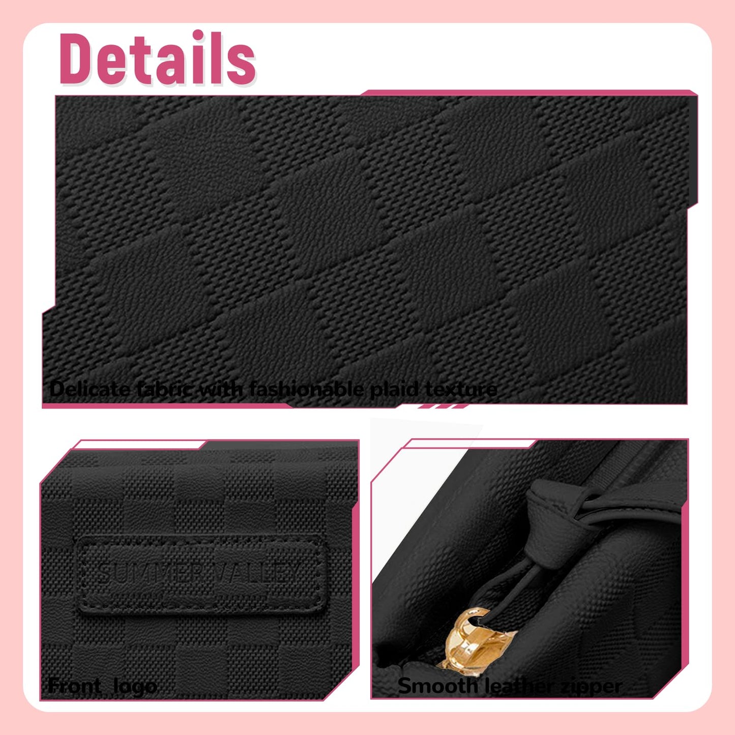 YDR Large Travel Bag,Makeup Bag Large Capacity Makeup Organizer Portable Travel Toiletry Bag PU leather Portable Travel Pouch(Cosmetic-2-Black)