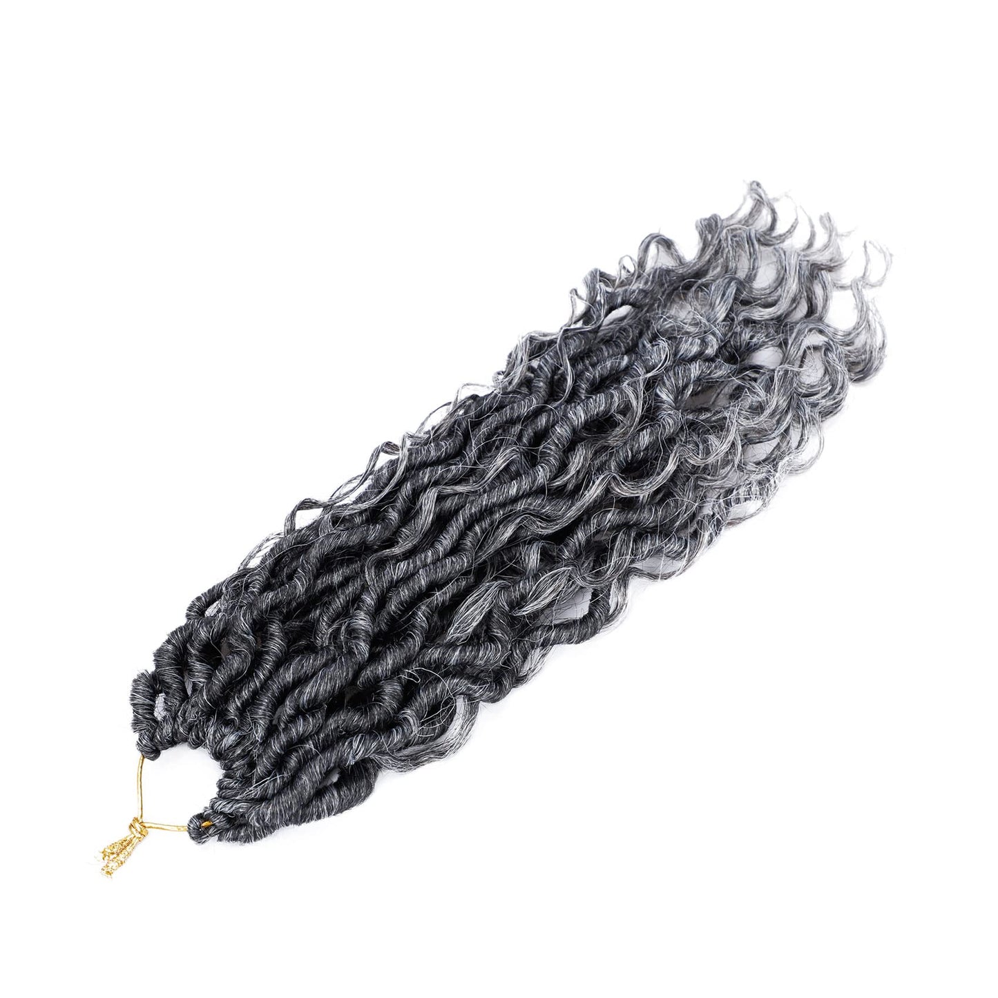 LIYATE Goddess Locs Crochet Hair 18 Inch 6 Packs Faux Locs Gray Crochet Hair for Black Women Pre Looped Soft River Loc Crochet Braids with Curly Hair Boho Loc Hair Extensions(T1B/Gray)
