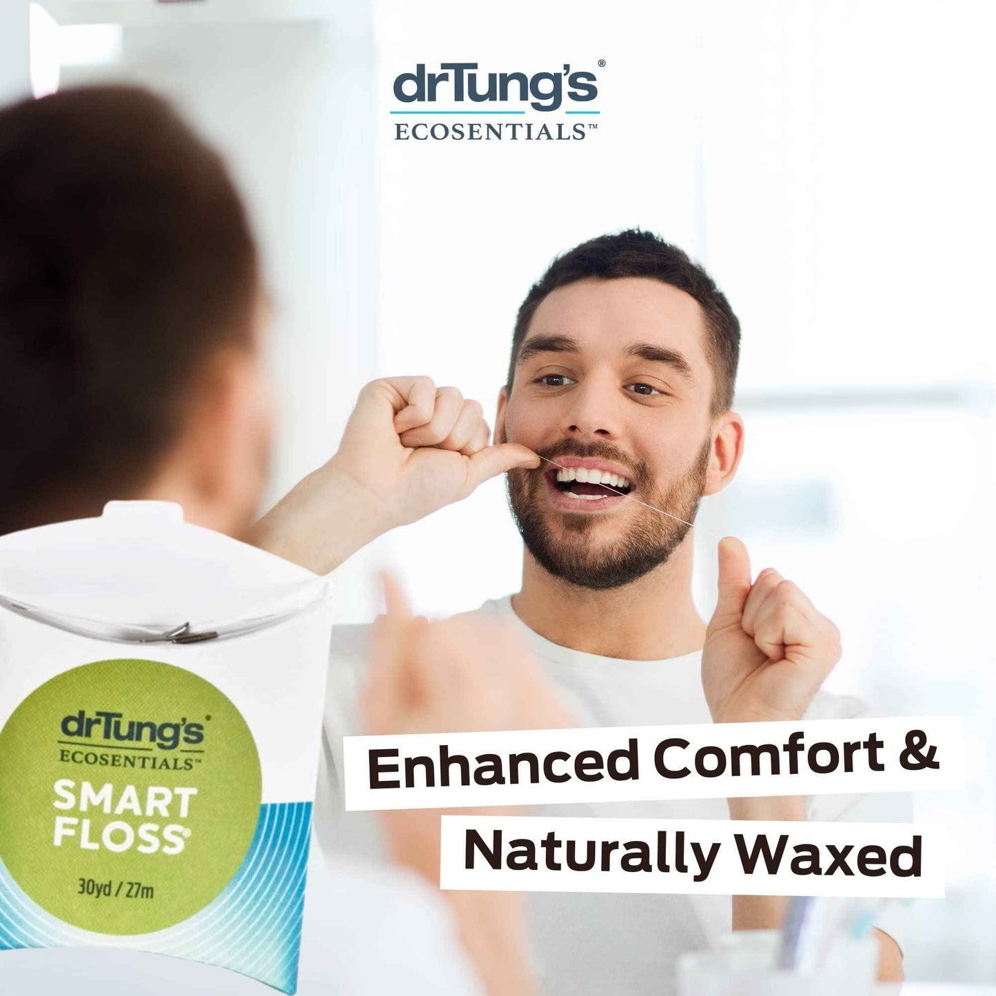 DrTung's Smart Floss - Natural Floss, PTFE & PFAS Free Floss, Gentle on Gums, Expands & Stretches, BPA Free - Natural Dental Floss Cardamom Flavor (Pack of 3)