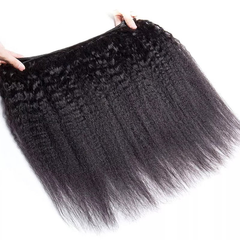 Kinky Straight Bundles Human Hair 18 inch Yaki Straight Hair 1 Bundle 10A Brazilian Kinky Straight Human Hair Weave Extensions For Black Women 100g/bundle Natural Color