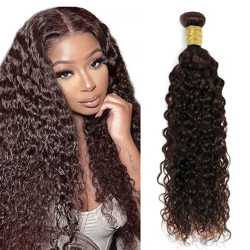Human Hair Bundles 26 Inch Water Wave Single Bundle #4 Chocolate Brown Human Hair Unprocessed Native Virgin Hair 100g Total 1 Extension Wet and Wavy Human Hair Extensions for Women