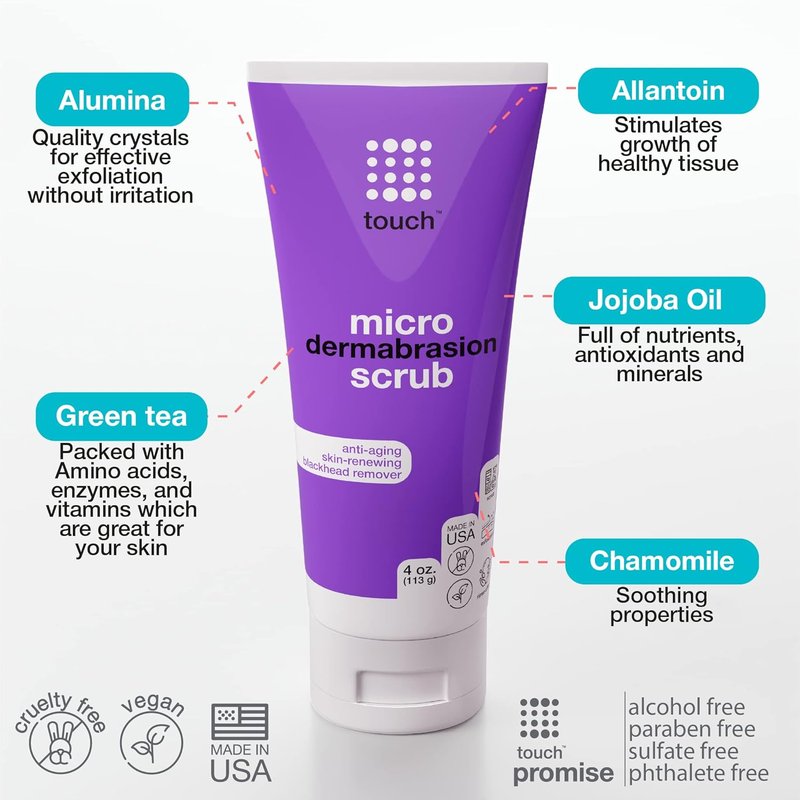 Microdermabrasion Facial Scrub - Exfoliating Polish Cream with Dermatologist-Grade Crystals for Anti-Aging | 4 Ounce