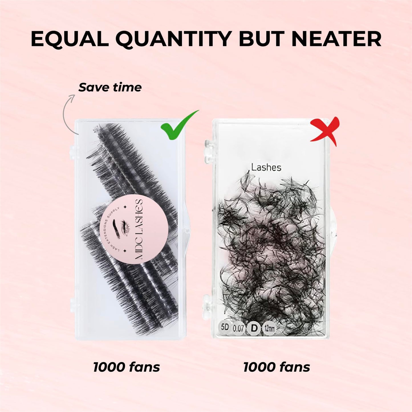 MDC LASHES 1000fans Promade Wispy Lash Extension Volume Lashes 0.05-0.07 Thickness, C/D/CC Curl, 8-18mm Loose Fans False Eyelashes 5D 7D 9D for Fluffy Eyelash Cluster (7D-0.07-C 14mm)