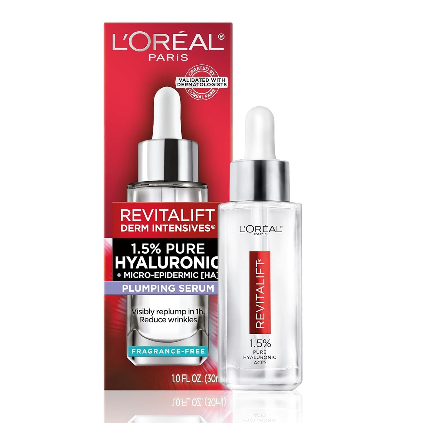 L'Oreal Paris Revitalift Hyaluronic Acid Serum - Anti-Aging Hydration for All Skin Types | 1 Oz