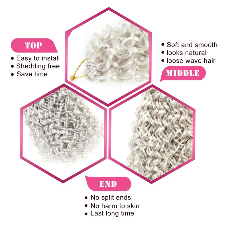 Gogo Curl Crochet Hair 10 Inch Short Curly Crochet Hair for Black Women Beach Curl Water Wave Curly Crochet Braids Hair, Deep Wave Synthetic Braiding Hair Extensions (10 inch 7 Packs White)