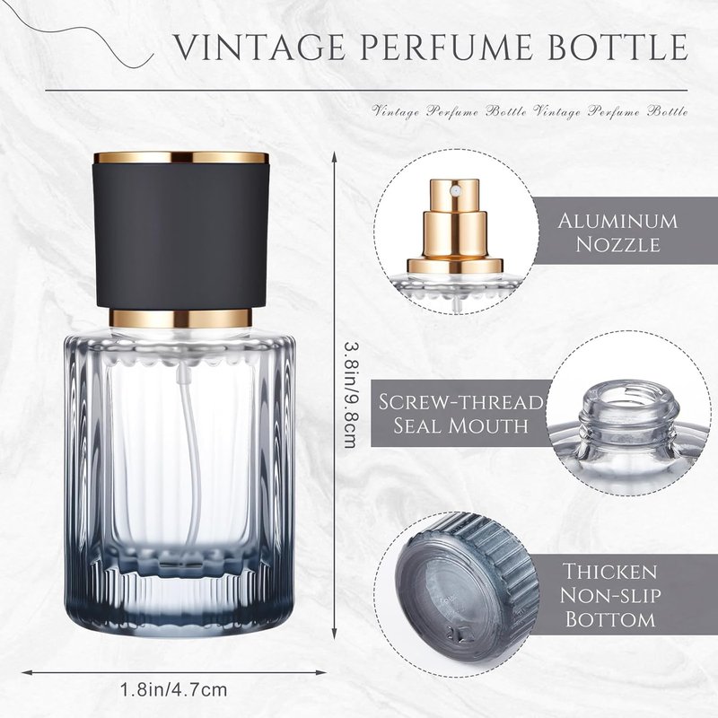 12 Pcs Empty Glass Perfume Bottles Set - Refillable Atomizer for DIY Fragrance | Vintage Design, 50ml