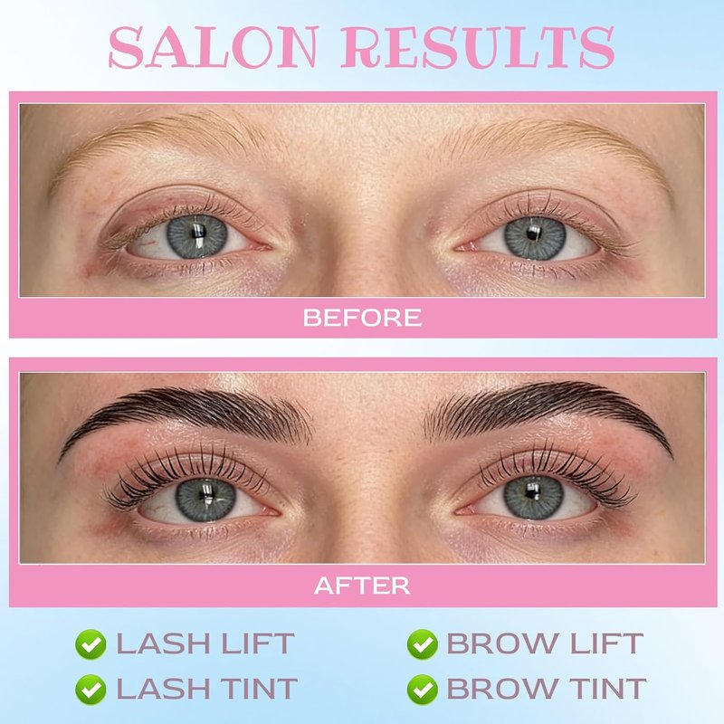 Eyelash Lift and Tint Kit - Natural Curled Darker Lashes | Strong Hold Glue, Salon Results, Lasts 4 Weeks