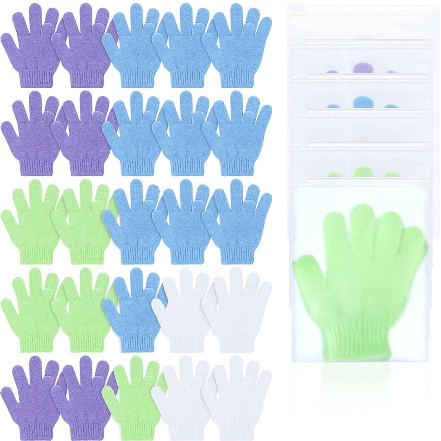 LemonRoad 48 Pcs Exfoliating Bath Gloves Individually Wrapped Bath Sponges Body Scrub Exfoliating Gloves with Case Body Scrubber for Dead Skin Remover Loofah Washcloth Mitt Men Women